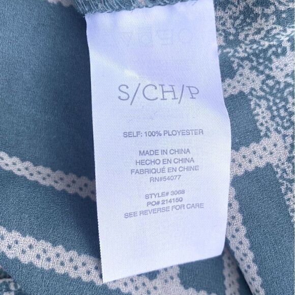 CAbi #3068 Windowpane Wrap Blouse Teal Size Small. EUC! - Picture 5 of 6